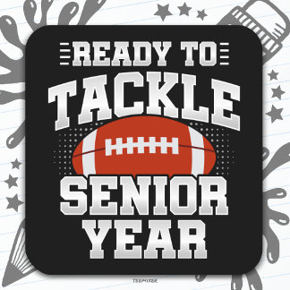 Sticker Carré Football de 12e année prêt à reprendre le contrôle