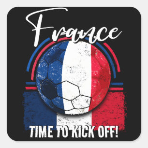 Sticker Carré Football France Drapeau, Football Vintage