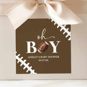 Sticker Carré Football Oh Garçon Baby shower blanc Brown