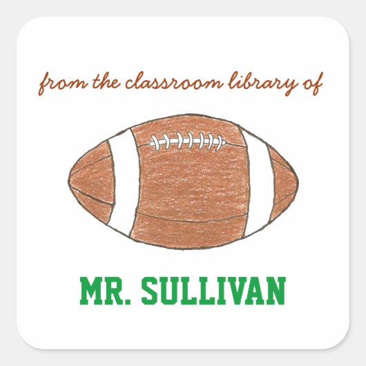Sticker Carré Football personalized teacher bookplate (Devant)