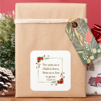 Sticker Carré For Unto Us a Child Is Born Isaiah 9:6