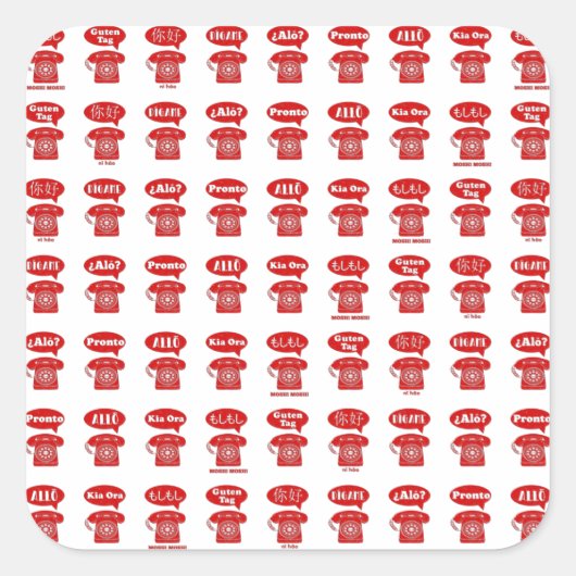 Sticker Carré Foreign Language greetings telephone pattern (Devant)