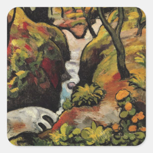 Sticker Carré Forest Brook par August Macke Expressionnisme Vint