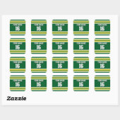 Sticker Carré Forest Green with Yellow White Stripes (Feuille)