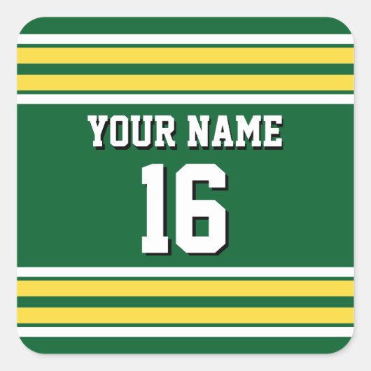 Sticker Carré Forest Green with Yellow White Stripes (Devant)