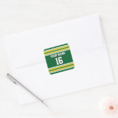 Sticker Carré Forest Green with Yellow White Stripes (Enveloppe)