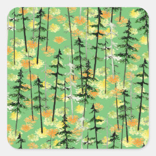 Sticker Carré Forêt d'automne : Beauté naturelle incomparable