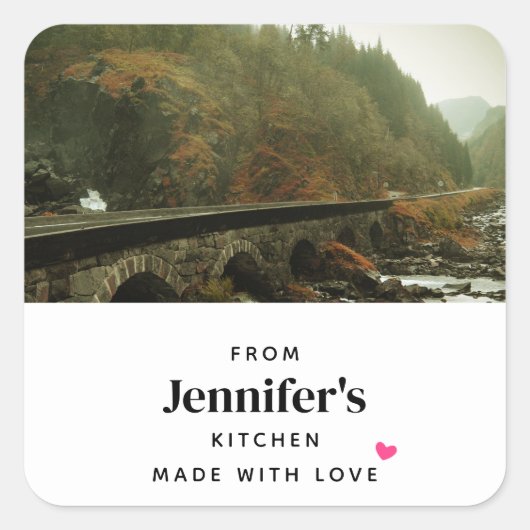 Sticker Carré Forêt d'automne et paysage de rivière Cuisine (Devant)