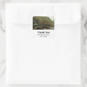 Sticker Carré Forêt d'automne et rivière Merci de fête paysager (Sac)