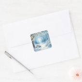 Sticker Carré Forêt de Noël enchantée Wolf Magique (Enveloppe)