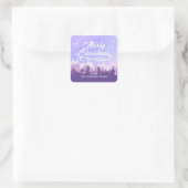 Sticker Carré Forêt de Noël violette et blanche sur mesure paisi (Sac)