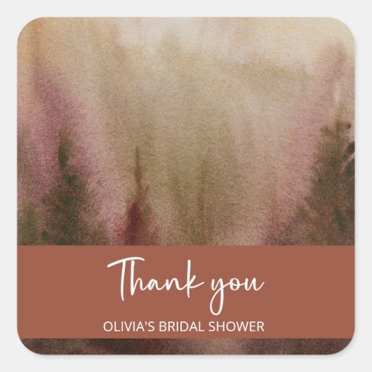 Sticker Carré Forêt de teinte aquarelle d'automne Réception de m (Devant)