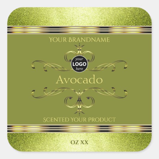 Sticker Carré Forêt d'or vert avec Parties scintillant Logo Étiq (Devant)