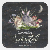 Sticker Carré Forêt enchantée Animaux de forêt Anniversaire (Devant)