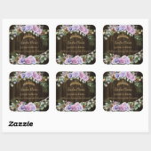 Sticker Carré Forêt Enchantée Rustique violet Floral Quinceañera (Feuille)