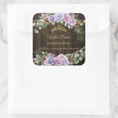 Sticker Carré Forêt Enchantée Rustique violet Floral Quinceañera (Sac)