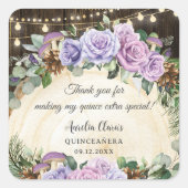 Sticker Carré Forêt Enchantée Rustique violet Floral Quinceañera (Devant)
