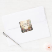 Sticker Carré Forêt enchantée Toadstool Baby shower champignon (Enveloppe)