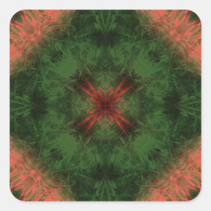 Sticker Carré Forêt Énergie Kaléidoscope Art Fractal