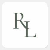 Sticker Carré Forêt foncée minimale Mariage vert Couple Initiale (Devant)