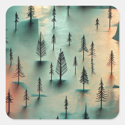Sticker Carré Forêt hivernale (Devant)