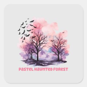 Sticker Carré Forêt hôtelière Pastel