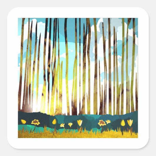 Sticker Carré Forêt matinale (Devant)