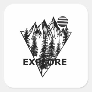 Sticker Carré Forêt minime de pins paysagers