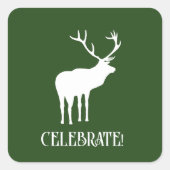 Sticker Carré Forêt moderne Green Noël Deer (Devant)