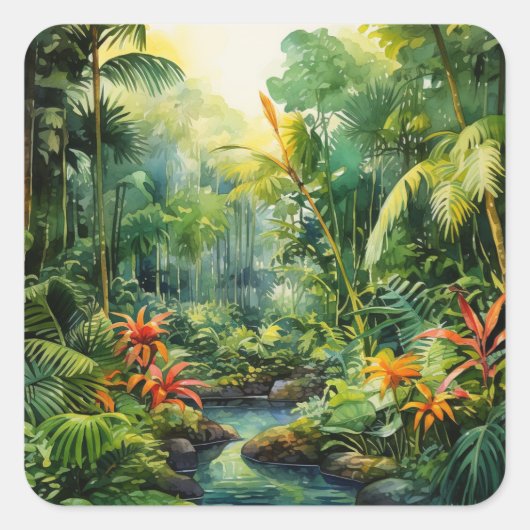 Sticker Carré Forêt tropicale (Devant)