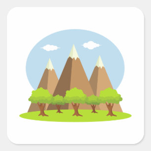 Sticker Carré Forêts et sommets des montagnes