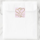 Sticker Carré Forever Hearts Gold sur rose (Sac)