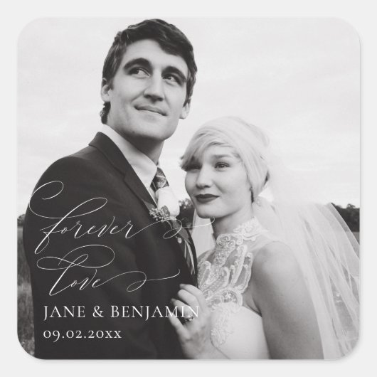 Sticker Carré Forever Love Photo Wedding Favor (Devant)