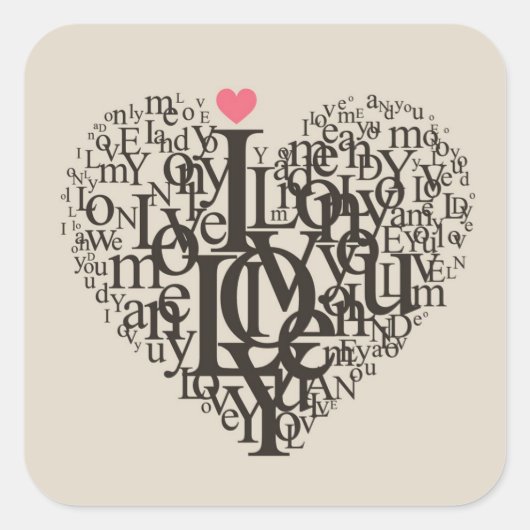 Sticker Carré Forme cardiaque à partir de lettres (Devant)