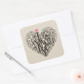 Sticker Carré Forme cardiaque à partir de lettres (Enveloppe)