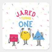 Sticker Carré Formes mignonnes Première fête d'anniversaire (Devant)
