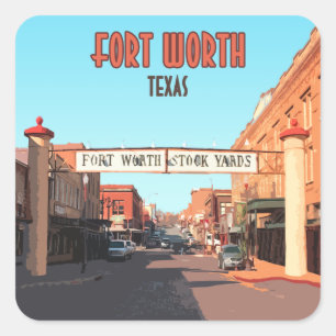 Sticker Carré Fort Worth Texas Stock Yards Vintage