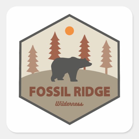 Sticker Carré Fossil Ridge Wilderness Colorado Ours (Devant)