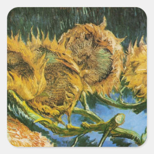 Sticker Carré Four Cut Sunflowers par Vincent van Gogh