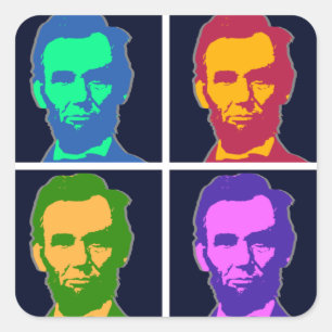 Sticker Carré Four Pop Art Abraham Lincoln