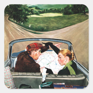 Sticker Carré Fourche sur la route