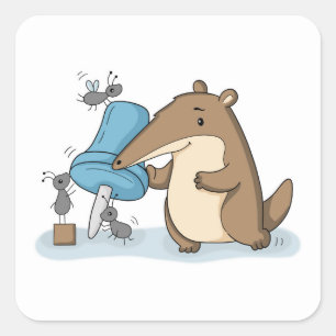 Sticker Carré Fourmilier utile Illustration drôle de chaise de