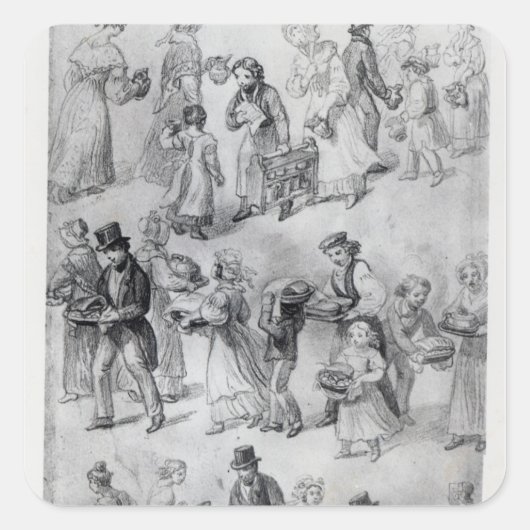 Sticker Carré Fournir le dîner, 1841 (Devant)