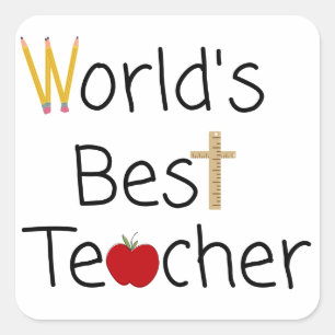 Sticker Carré Fournitures de la meilleure école de Cool du monde