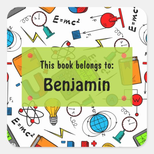 Sticker Carré Fournitures de l'école de loisirs Green Blanc Pers (Devant)