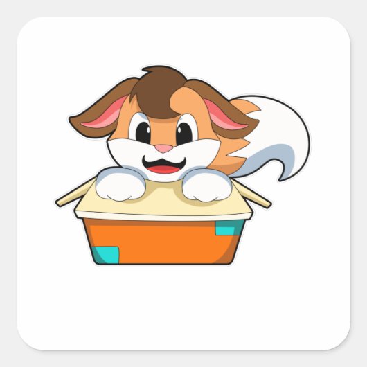 Sticker Carré Fox avec boîte (Devant)