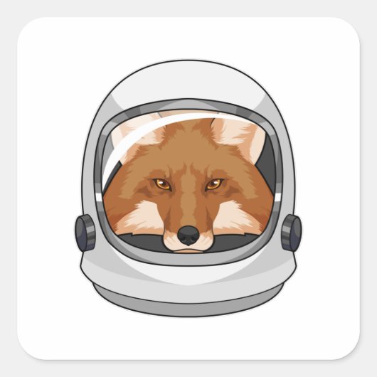 Sticker Carré Fox en astronaute avec casque (Devant)