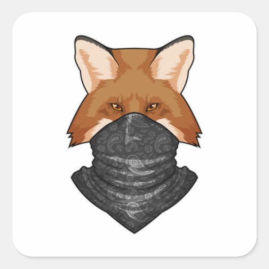 Sticker Carré Fox en bandit avec Kerchief (Devant)