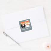 Sticker Carré Fox Mariage Cute Grey Personnaliser (Enveloppe)