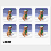 Sticker Carré Fox Red Labrador Retriever Chien de Noël (Feuille)